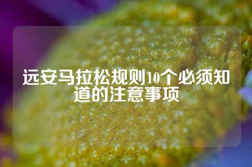 远安马拉松规则10个必须知道的注意事项-第1张图片-皇冠信用盘出租